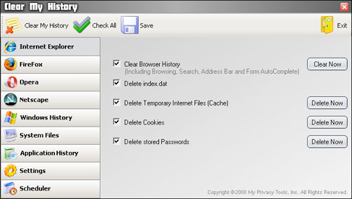 Screenshot for Clear My History 1.0.3266.21655