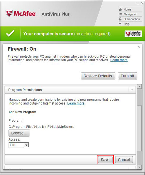 how to add exception to free avast firewall